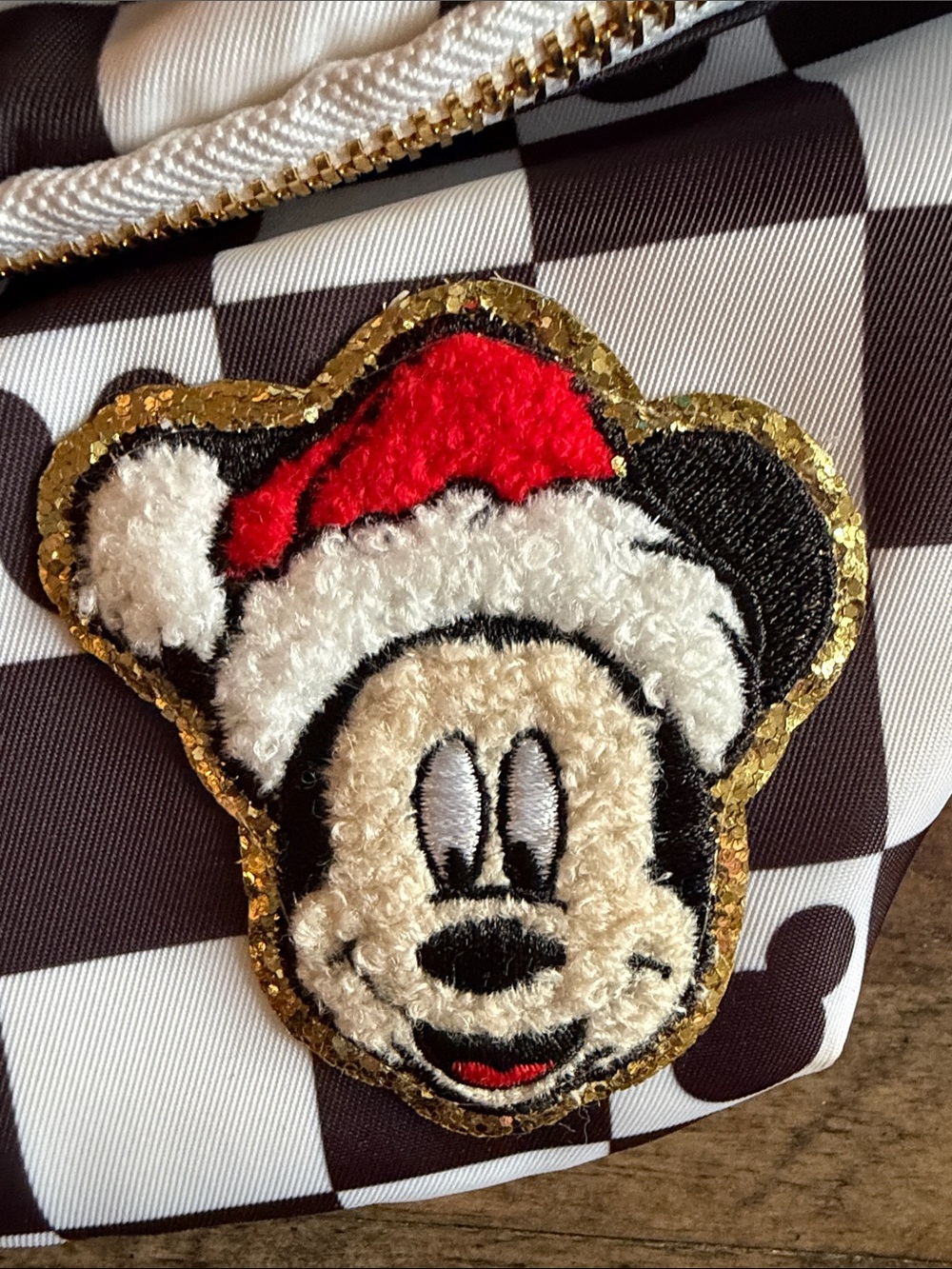Checkerboard Holiday Mickey Patch Belt Bag - Fanny Pack Crossbody Black & White - Picture 7 of 7
